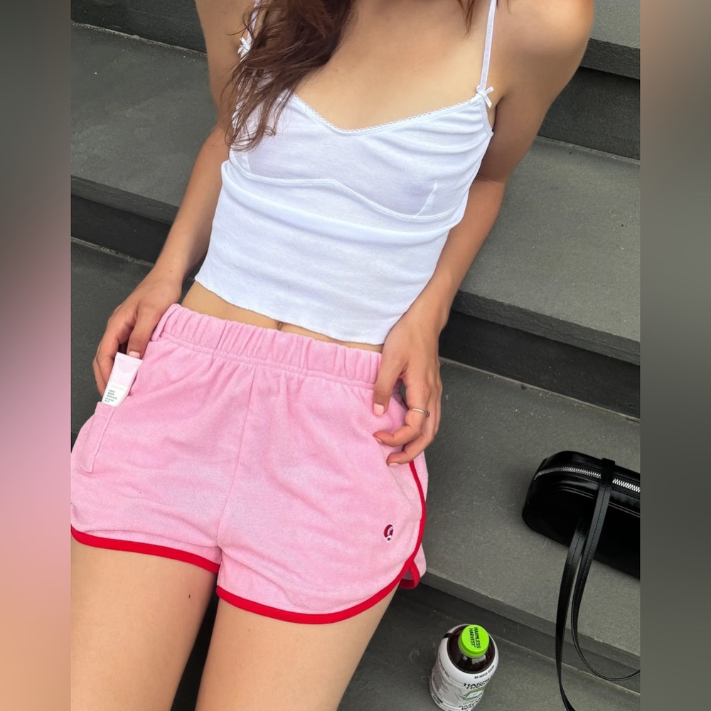 Glossier Summer Capsule Collection Terry Cloth Shorts Retro Pink Limited Edition - Picture 9 of 9